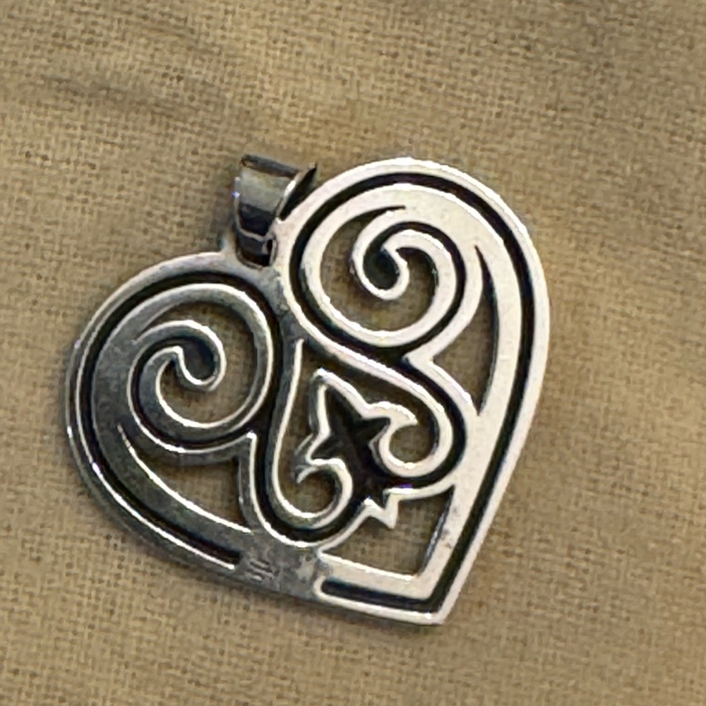 James Avery Silver Heart Brooch with Star Design